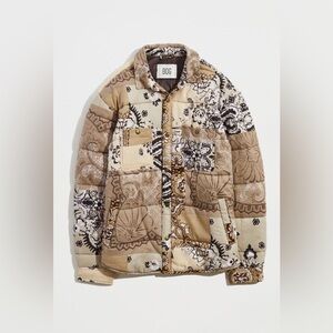 BDG Men's Urban Outfitters Brown Bandana Paisley Quilted Shacket - Tan and Cream